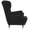 Kreslo wingback s podnožkou čierne zamatové 3115937