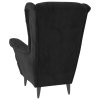 Kreslo wingback s podnožkou čierne zamatové 3115937