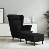Kreslo wingback s podnožkou čierne zamatové 3115937