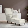 Kreslo wingback s podnožkou krémové zamatové 3115940