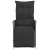 Sklápacie záhradné kreslo s vankúšmi sivé polyratanové 365661