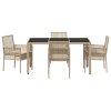 Záhradný jedálenský set 5 pcs Béžová polyratan 3334889