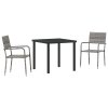 Záhradný jedálenský set s vankúšom 3 pcs Sivá polyratan 3380043