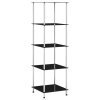 Regál s 5 policami, čierny 40x40x130 cm, tvrdené sklo 249511