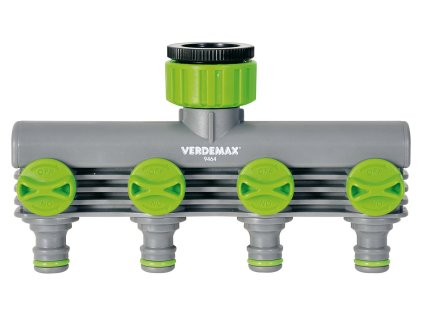 Konektor / adaptér na kohútik - VERDEMAX - 1/2" a 3/4" - 4 vývody s uzatváracími ventilmi