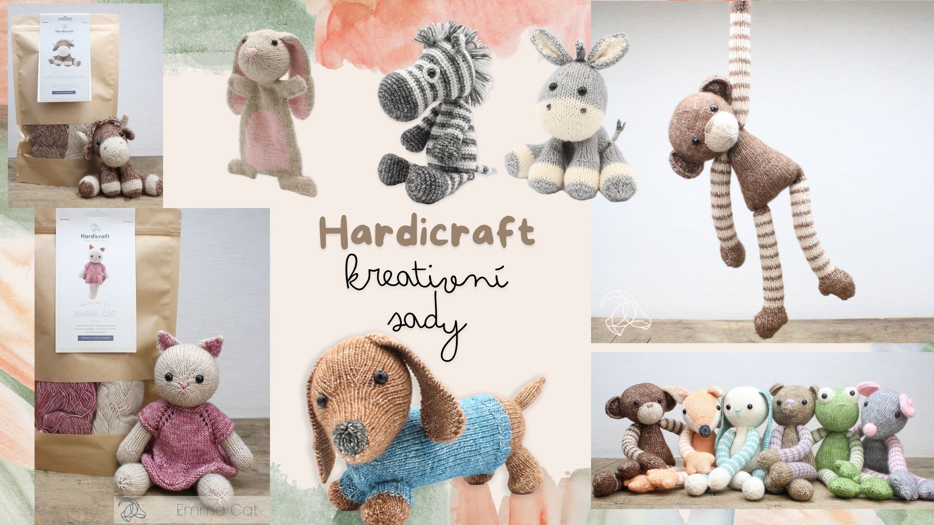 háčkované a pletené hračky Hardicraft - kompletní DIY sady s přízí a návodem