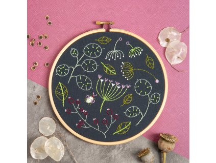 black seedhead spray embroidery kit 1