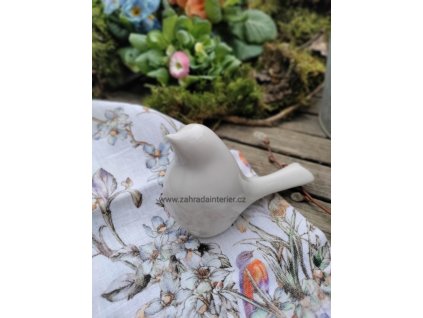 Ptáček porcelánový bílý 13 cm