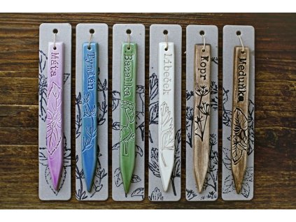 Zápich modrý k bylinkám keramika Vanya délka 17 cm