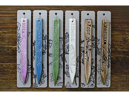 Zápich zelený k bylinkám keramika Vanya délka 17 cm