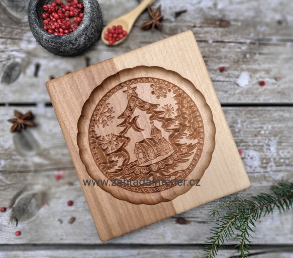 Forma na perník dřevěná vánoční motiv 15 cm x 16 cm