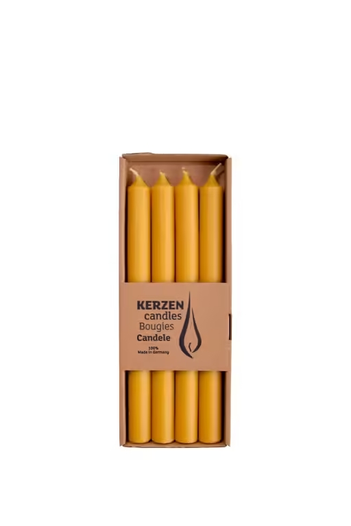 Svíčky SET 4 ks Rustic Wenzel žlutá délka 25 cm x 2,2 cm