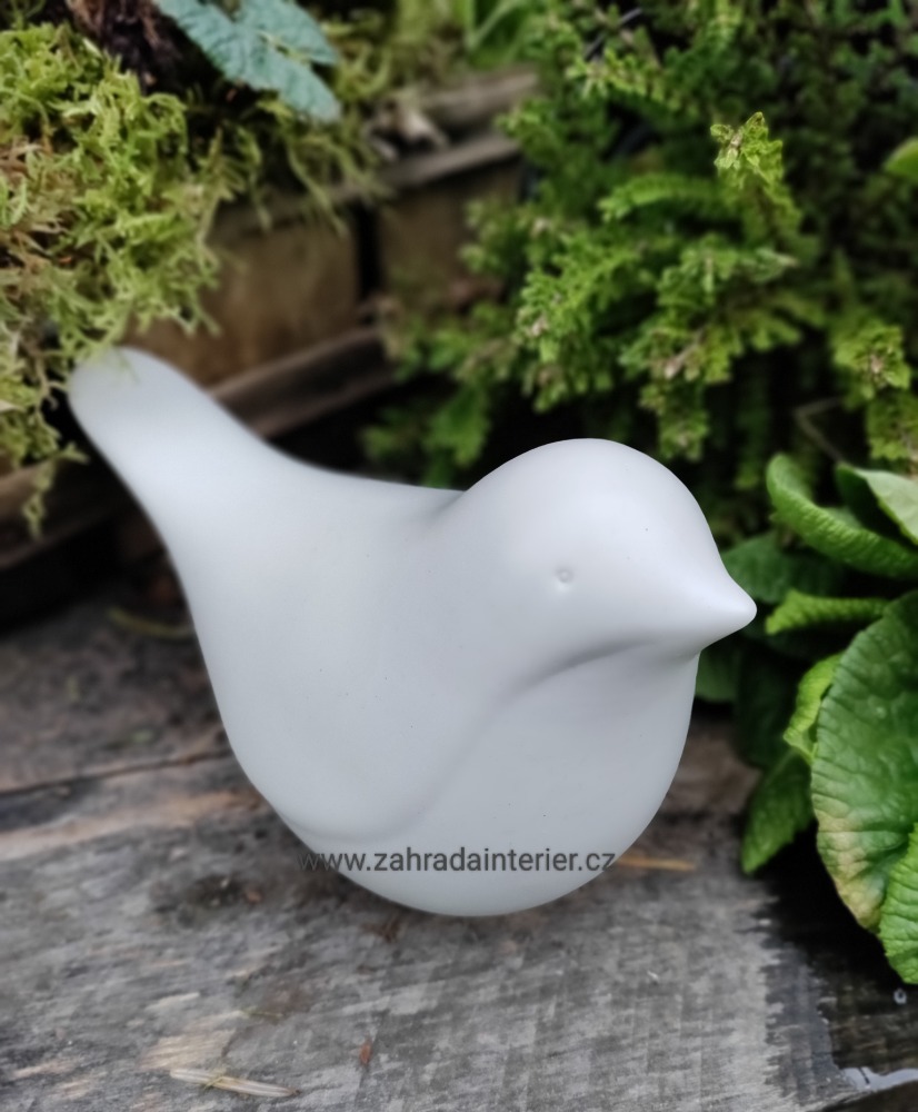 Ptáček z keramiky bílý 15,5 cm