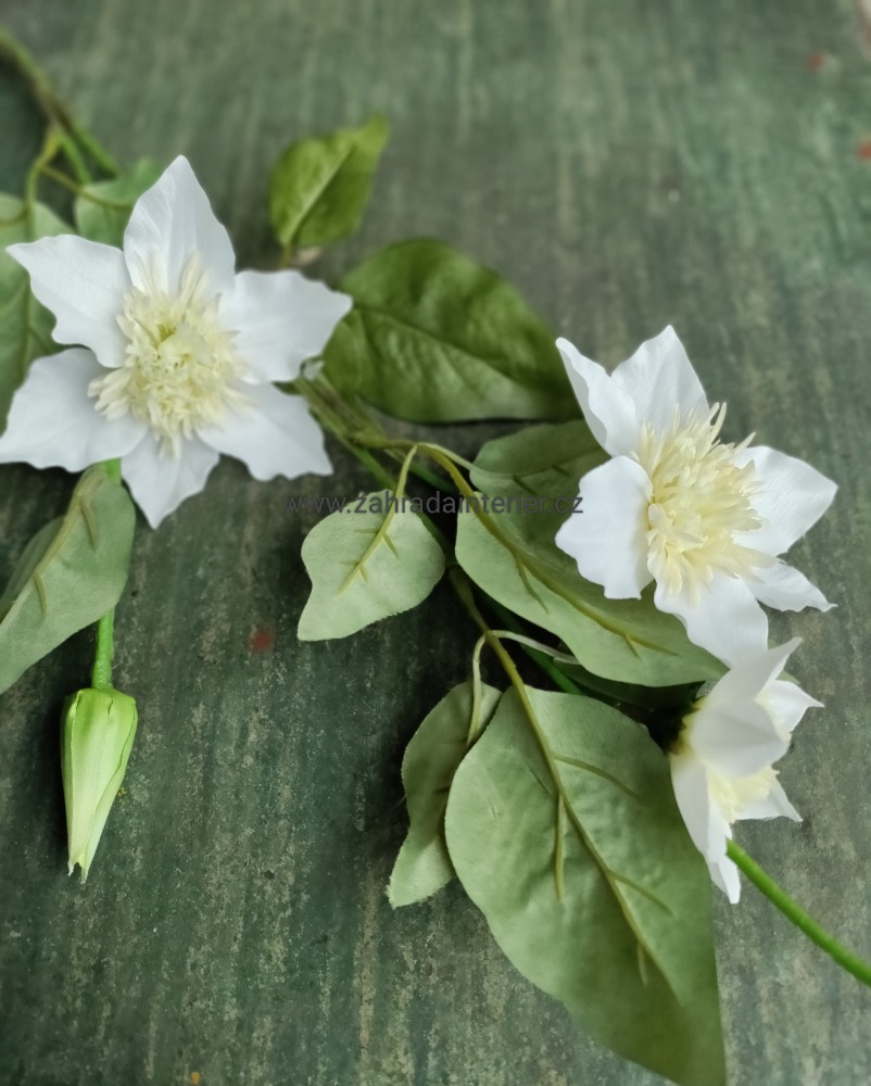 Umělá květina CLEMATIS bílá 77 cm