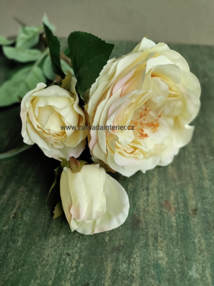 Umělá květina RŮŽE krémová 58 cm