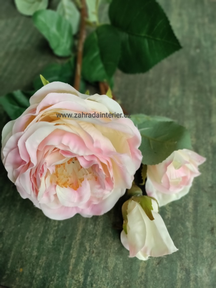 Umělá květina RŮŽE světle růžová 58 cm