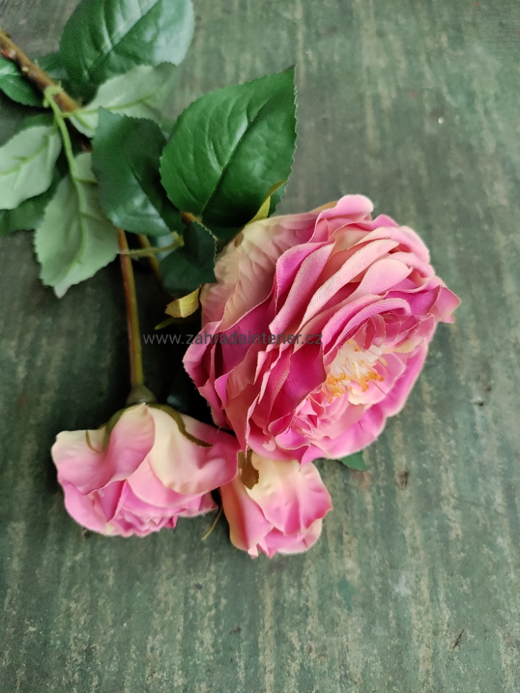 Umělá květina RŮŽE růžová 58 cm