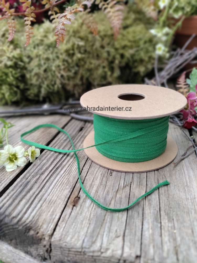 Bavlněná stuha pertle 3 mm 25 m různé barvy Barva: zelená