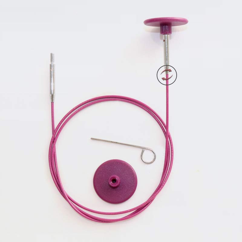 Vyměnitelné otočné ocelové lanko 40 cm na krátké jehlice KnitPro