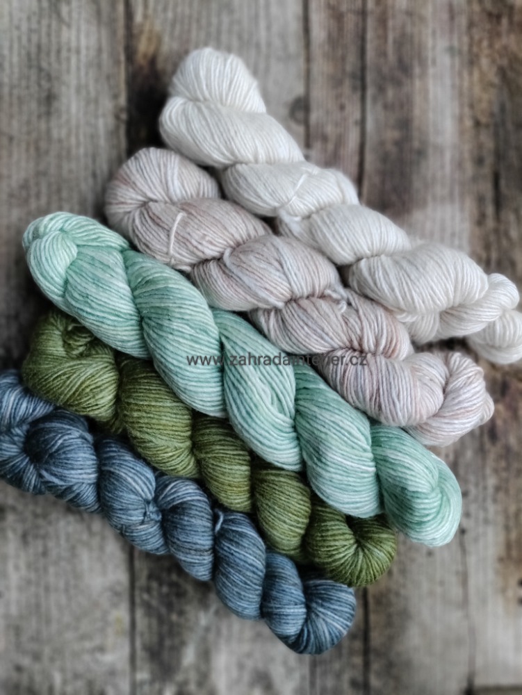 Příze vlna a hedvábí Manos del Uruguay merino Fino Mini Set Ophelia balení 5 x 20 g