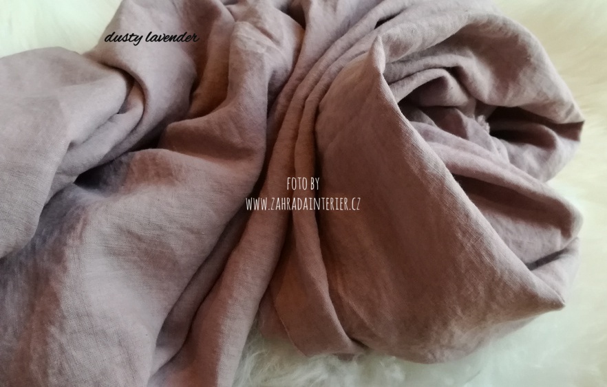 Lněná látka dusty lavender šíře 240 cm metráž