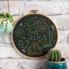 black succulents embroidery kit 3