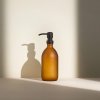 Amber Matte Glass Soap Dispenser with Black Stainless Steel Pump 500ml 700x700