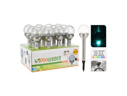 lampa solární KOULE 8cm v.34cm, 1LED čirá