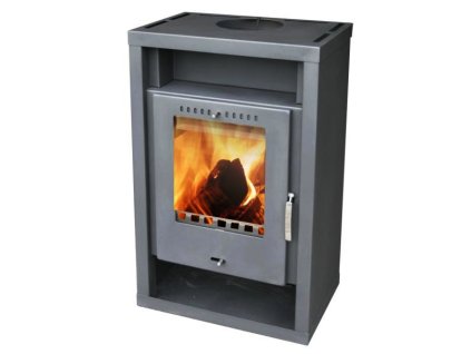 Krbová kamna Hörby šedá - 7kW, šamotová vyzdívka, dvouplášťová