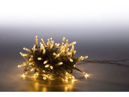 Řetěz světelný 100 LED 5 m - teplá bílá - transparent kabel - 8 funkcí
