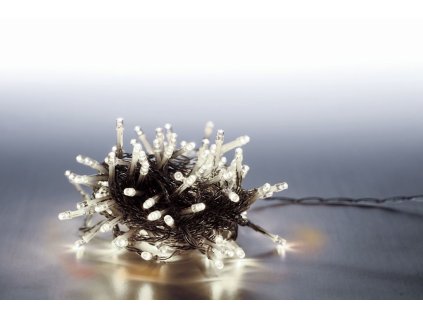 Řetěz světelný 100 LED 5 m - studená bílá - transparent kabel - 8 funkcí
