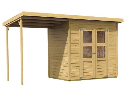 Zahradní domek KARIBU MERSEBURG 3 + přístavek 166 cm (68763) natur