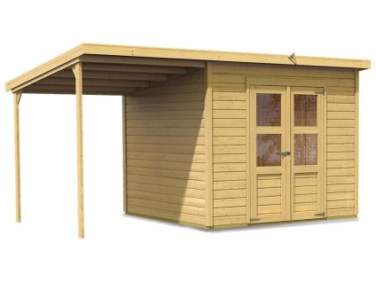 Zahradní domek KARIBU MERSEBURG 6 + přístavek 166 cm (73067) natur