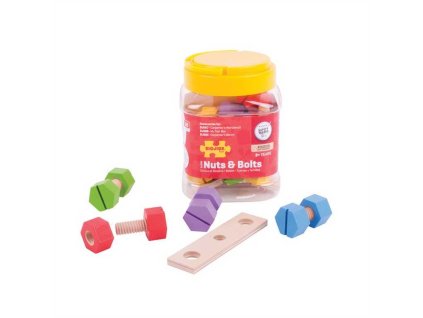 Bigjigs Toys Dřevěný spojovací materiál v dóze