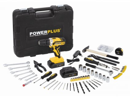 AKU šroubovák / vrtačka POWERPLUS 20V LI-ION + 133ks příslušenství