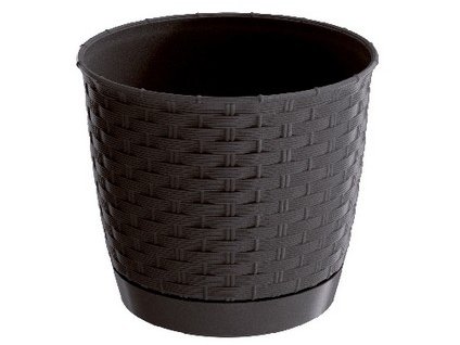 Květináč s miskou RATOLLA ROUND 22 cm ,4,2l, tmavě hnědá