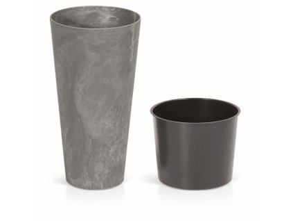 Květináč TUBUS SLIM BETON EFFECT + vklad marengo 30 cm