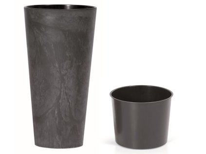 kvetinac s vkladem tubus slim beton effect antracit 30 cm