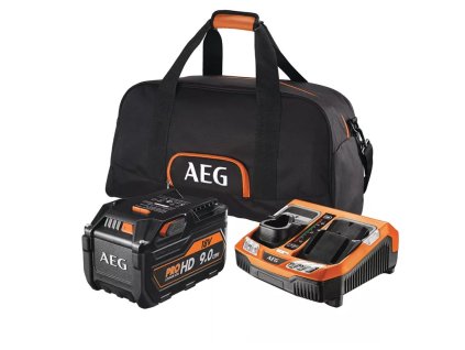 sada 18v prolithium ion 9 0ah akumulatoru s dualni nabijeckou aeg set l1890rhdblk