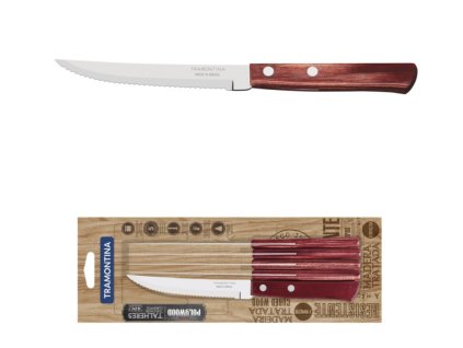 sada steakovych nozu tramontina polywood 6ks 12 5cm cervena blister