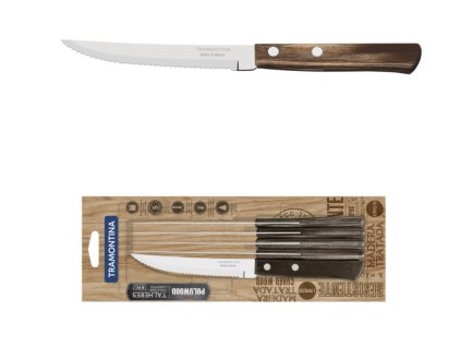 sada steakovych nozu tramontina polywood 6ks 12 5cm hneda blister