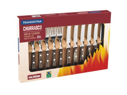 bbq set priboru churrasco polywood 12ks darkove baleni hneda