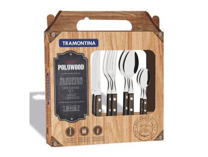 bbq set priboru churrasco polywood 24ks darkove baleni hneda