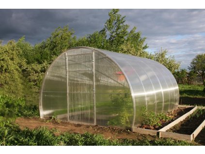Zahradní skleník LEGI KALE 3 - 3,14 x 8 m, 4 mm + Sada 4 tyčí na rajčata + teploměr/vlhkoměr