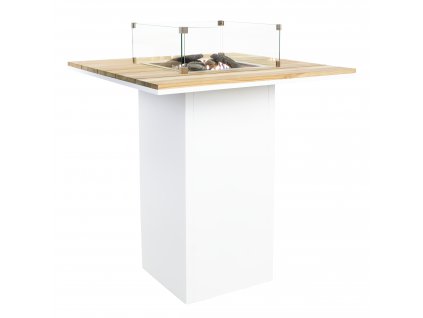 Stůl s plynovým ohništěm COSI Cosiloft barový stůl bílý rám / deska teak