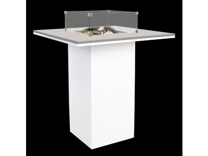 Stůl s plynovým ohništěm COSI Cosiloft barový stůl bílý rám / šedá deska