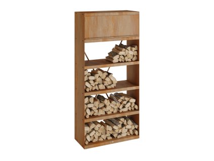 Vysoký regál na dřevo OFYR Wood Storage Corten 100