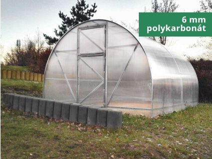 Zahradní skleník Volya LLC ECONOM 6 mm, 8 x 3 m + 5 tyčí na rajčata + sada těsnění