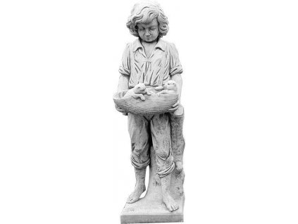 Betonová socha Chlapec s koťaty Art009