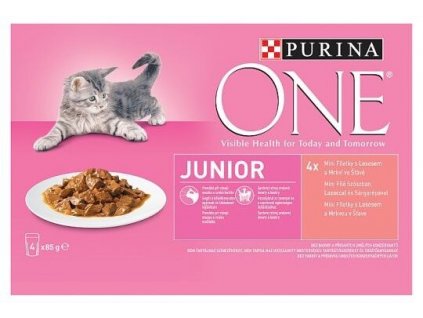 purina one kapsicka junior s lososem a mrkvi ve stave 4x85 g